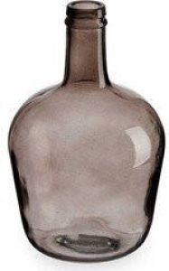 Giftdecor Bloemenvaas fles glas grijs transparant 19 x 31 cm Vazen