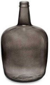 Giftdecor Bloemenvaas fles glas grijs transparant 22 x 39 cm Vazen