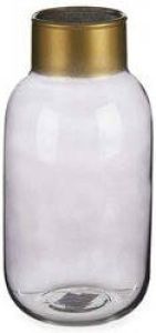 Giftdecor Bloemenvaas Glas grijs transparant-goud 12 x 24 cm Vazen