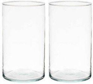Giftdecor Bloemenvazen 2x stuks cilinder vorm transparant glas 17 x 30 cm Vazen