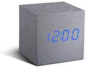 Gingko Cube click clock Alarmklok Aluminium LED Blauw