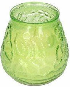 H&S Collection 1x Windlicht geurkaars citronella tegen muggen groen glas Geurkaarsen citrus geur Glazen lantaarn Anti-muggen citronella geurkaarsen
