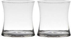 Hakbijl Glass Set van 2x stuks transparante stijlvolle x-vormige vaas vazen van glas 15 x 15 cm Bloemen boeketten vaas voor binnen gebruik Vazen