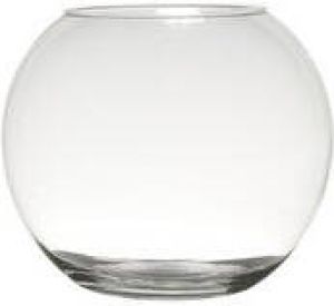Hakbijl Glass Transparante ronde bol vissenkom vaas vazen van glas 23 x 30 cm Bloemen boeketten vaas voor binnen gebruik Vazen
