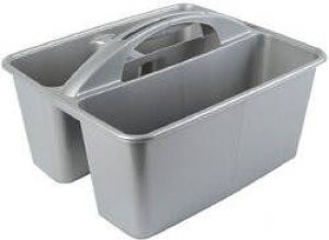 Hega Hogar Grijze opbergbox opbergdoos mand met handvat 6 liter kunststof 31 x 26 5 x 18 cm Opbergbakken voor schoonmaakspullen Opbergbox