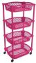 Hega Hogar Keuken opberg trolleys roltafels met 4 manden 86 x 41 cm fuchsia roze- Etagewagentje met opbergkratten Opberg trolley - Thumbnail 2