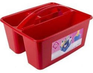 Hega Hogar Rode opbergbox opbergdoos mand met handvat 6 liter kunststof 31 x 26 5 x 18 cm Opbergbakken voor schoonmaakspullen Opbergbox
