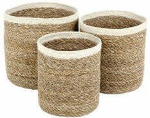 HOME DELIGHT Mand Zeegras groot wit set 3 Default Title