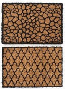 Items Set van 2x deurmatten droogloopmatten kokosvezel 60 x 40 cm Schoonloopmat voor- en achterdeur Deurmatten