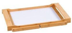 Kesper FSC Bamboe Elegante inklapbare bedtafel met dienblad | Houten Bed tafel | Witte tafel | beddienblad | Ontbijt dienblad | Ontbijt op Bed | Afm. 59 x 33 x 24 Cm. | Kleur: BAMBOE WIT