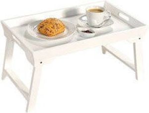 Kesper FSC MDF Elegante inklapbare bedtafel met dienblad | Houten Bed tafel | Witte tafel | beddienblad | Ontbijt dienblad | Ontbijt op Bed | Afm. 52 x 32 x 27 Cm. | Kleur: WIT