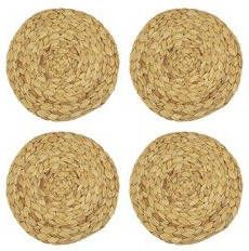 Krumble Placemat geweven rond 30 cm set van 4