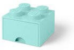Lego Set van 2 Opberglade Brick 4 Aquablauw