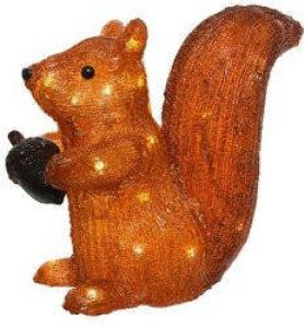 Lumineo Kerstverlichting eekhoorn met eikel koel-wit 30 LED 27 cm kerstverlichting figuur