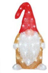 Lumineo Kerstverlichting Led Figuren Voor Buiten Gnome dwerg 19 X 22 X 44 Cm Met 60 Lampjes Helder Wit Kerstverlichting Figuur