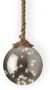 Lumineo 1x stuks verlichte glazen kerstballen aan touw met 40 lampjes zilver warm wit 20 cm kerstverlichting figuur - Thumbnail 3