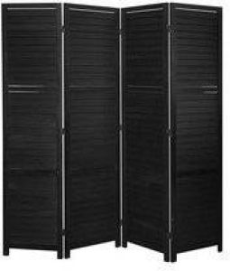 LW Collection Kamerscherm 4 panelen zwart hout 170x160cm paravent scheidingswand