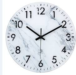 LW Collection Keukenklok Abel wit marmer 30cm Wandklok stil uurwerk