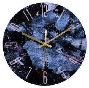 LW Collection Keukenklok Ethan blauw 30cm Wandklok stil uurwerk