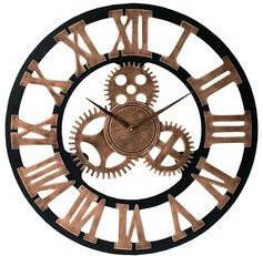 LW Collection Wandklok Levi brons grieks 40cm Wandklok romeinse cijfers Industriele wandklok stil uurwerk