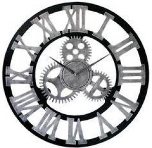 LW Collection Wandklok Levi grijs grieks 40cm Wandklok romeinse cijfers Industriele wandklok stil uurwerk