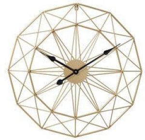 LW Collection Wandklok Megan goud 60cm Wandklok modern Industriële wandklok stil uurwerk