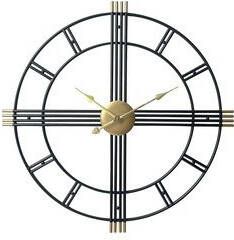 LW Collection Wandklok William Zwart goud 80cm Wandklok modern Stil uurwerk Industriële wandklok
