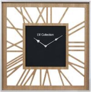 LW Collection Wandklok XL Zayden hout 80cm Wandklok romeinse cijfers Industriële wandklok stil uurwerk