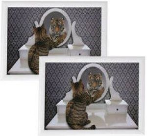 Mars & More 2x stuks schootkussens laptrays grappige kat tijger print 43 x 33 cm Schoottafel Dienblad voor op schoot Dienbladen