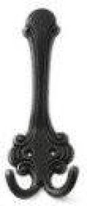 Merkloos 1x Luxe kapstokhaken jashaken met dubbele haak zwart hoogwaardig zamac 14 5 x 5 4 cm antiek stijl kapstokhaakjes garderobe haakjes Kapstokhaken