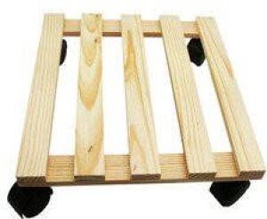 Merkloos 1x Plantenonderzetter multiroller hout 30 cm 50 kg Woonaccessoires decoratie houten planken trolley voor kamerplanten Planten onderzetter