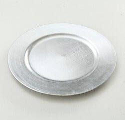 Merkloos 1x Rond zilverkleurig kaarsenplateau kaarsenbord 33 cm Onderborden kaarsenborden onderzet bord voor kaarsen Kaarsenplateaus