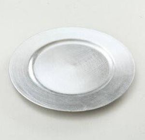 Merkloos 1x Rond zilverkleurig kaarsenplateau kaarsenbord 33 cm Onderborden kaarsenborden onderzet bord voor kaarsen Kaarsenplateaus