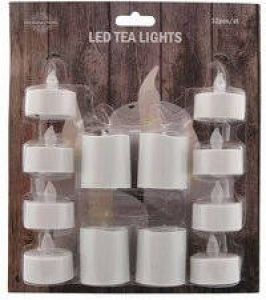 Merkloos 1x set van 12 stuks LED theelichtjes waxinelichtjes in diverse maten kunststof waxinekaarsjes theekaarsjes LED kaarsen