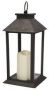 Merkloos 1x Zwarte LED verlichting decoratie lantaarns met kaars 33 cm Woondecoratie lantaarn zwart met flikkerende kaars verlichting Lantaarns - Thumbnail 2