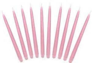 Merkloos 20x stuks Dinerkaarsen licht roze 24 cm 5 Branduren Kandelaar kaarsen Dinerkaarsen