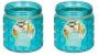 Merkloos 2x stuks citronella kaarsen tegen insecten in glazen pot 12 cm blauw- Anti-muggen insecten geurkaarsen - Thumbnail 2
