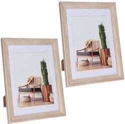 Merkloos 2x stuks kunststof fotolijst met hout look geschikt voor een foto van 15 x 20 cm Fotolijsten