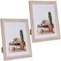 Merkloos 2x stuks kunststof fotolijst met hout look geschikt voor een foto van 15 x 20 cm Fotolijsten - Thumbnail 2