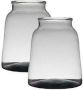 Merkloos 2x stuks transparante grijze stijlvolle vaas vazen van gerecycled glas 23 x 19 cm Bloemen boeketten vaas voor binnen gebruik Vazen - Thumbnail 2