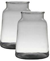 Merkloos 2x stuks transparante grijze stijlvolle vaas vazen van gerecycled glas 30 x 23 cm Bloemen boeketten vaas voor binnen gebruik Vazen