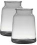 Merkloos 2x stuks transparante grijze stijlvolle vaas vazen van gerecycled glas 30 x 23 cm Bloemen boeketten vaas voor binnen gebruik Vazen - Thumbnail 2