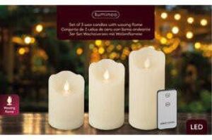 Merkloos 3x LED kaars stompkaars creme wit met afstandsbediening Kerst diner tafeldecoratie Home deco kaarsen LED kaarsen