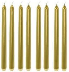 Merkloos 8x Gouden dinerkaarsen lange kaarsen 25 cm Gouden tafelkaarsen Dinerkaarsen