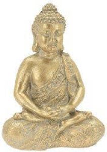 Merkloos Boeddha tuin huis beeld in het goud 37 cm Tuinbeeldjes voor binnen en buiten gebruik Tuinbeelden