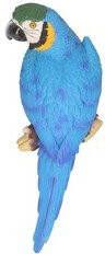 Merkloos Dierenbeelden Ara papegaai blauwe vogel Decoratie beeldje vogel blauw 30 cm Tuinbeelden
