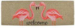 Merkloos Flamingo thema deurmat buitenmat kokos 25 x 75 cm Deurmatten buitenmatten schoonloopmatten borstelmatten Deurmatten