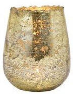 Merkloos Glazen design windlicht kaarsenhouder in de kleur champagne goud met formaat 12 x 15 x 12 cm. Voor waxinelichtjes Waxinelichtjeshouders