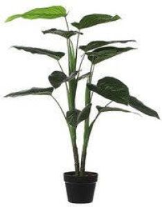 Merkloos Grote groene Philodendron kunstplant 100 cm in zwarte pot Kunstplanten nepplanten Kunstplanten