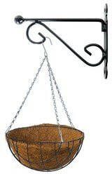 Merkloos Hanging basket 25 cm met metalen muurhaak en kokos inlegvel Complete hangmand set van gietijzer Plantenbakken
